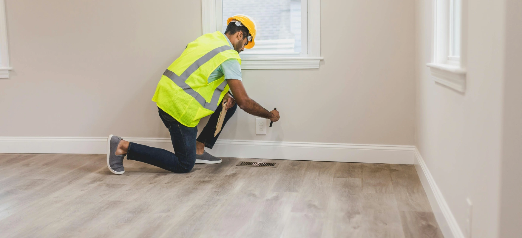 Home Inspector Looking At Outlets